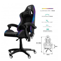Silla Gaming Necnon NSG-RGB-1 | Iluminación RGB | Ajuste Lumbar | 180° Reclinable